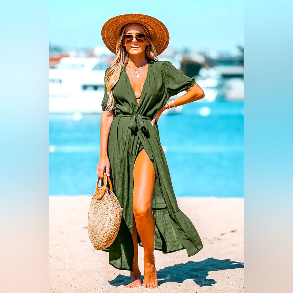 Chic Olive Green Swim Cover-Up. Small. NWT